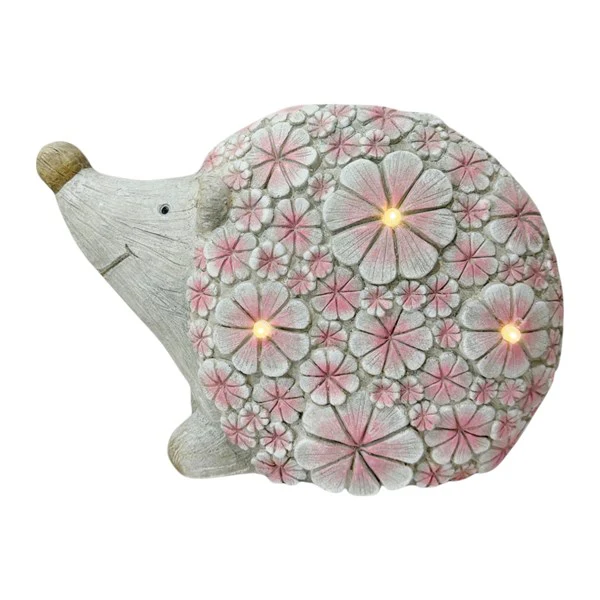 Solar Light Up Pink Floral Hedgehog - 29x15cm