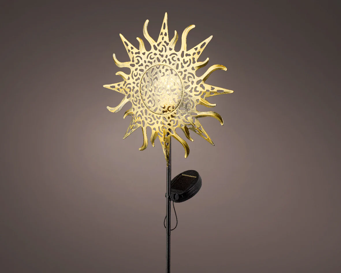 Solar Iron Golden Sun Stake Light