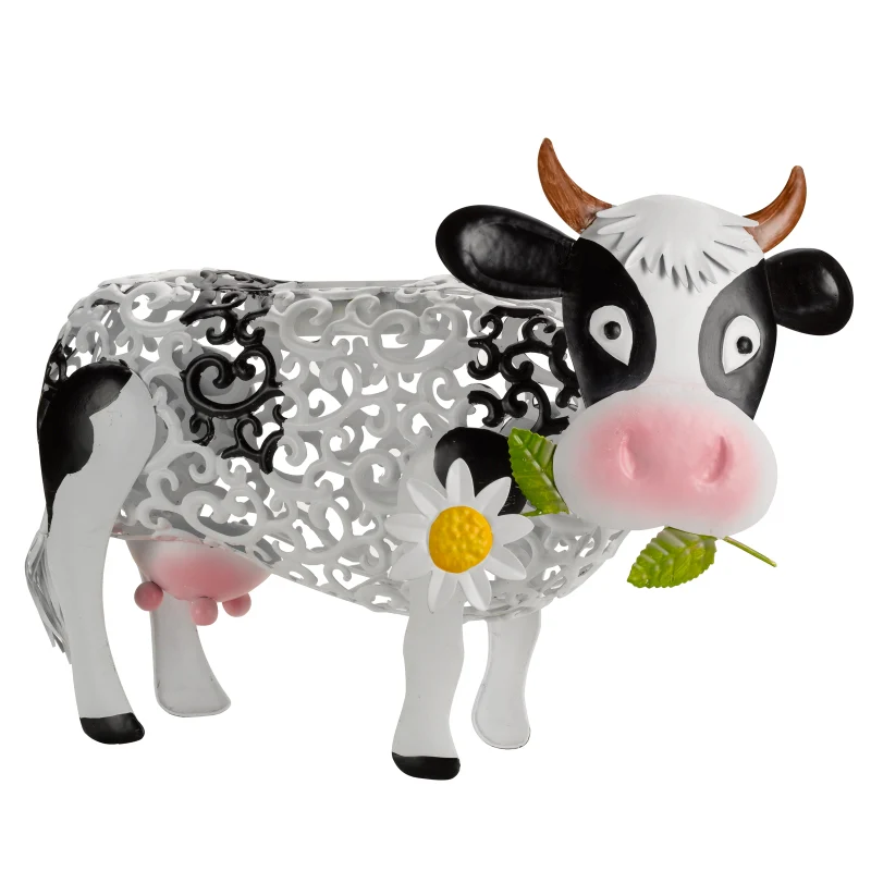 Smart Solar Silhouette Daisy Cow Light Up Ornament - Image 2