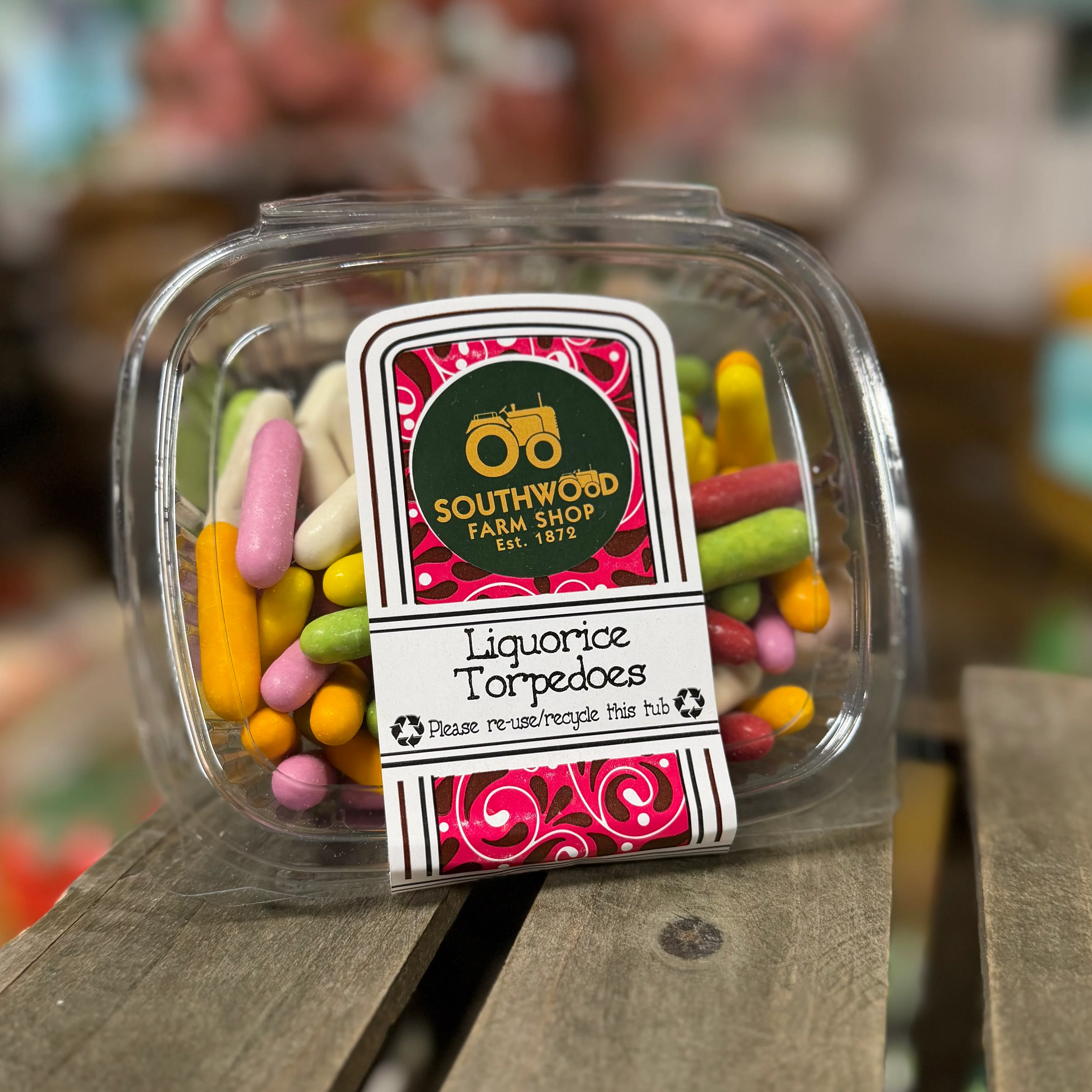 Southwood Farmshop - Liquorice Torpedos Tub of Sweets 230g