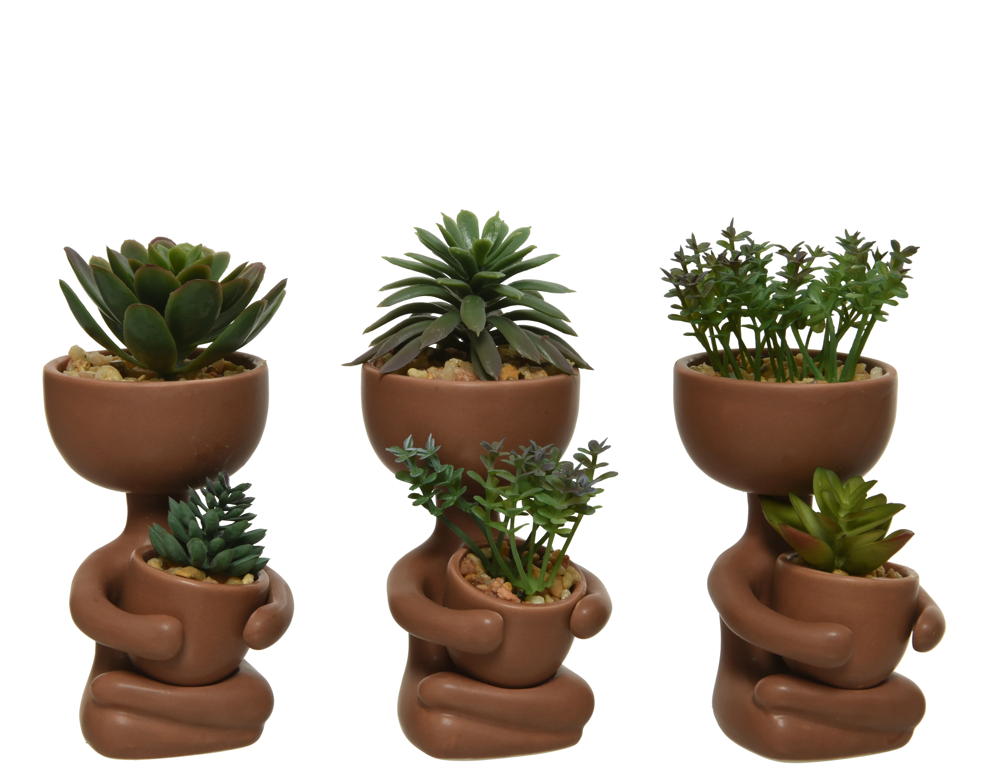 Hugging Man Artificial Succulent Pot