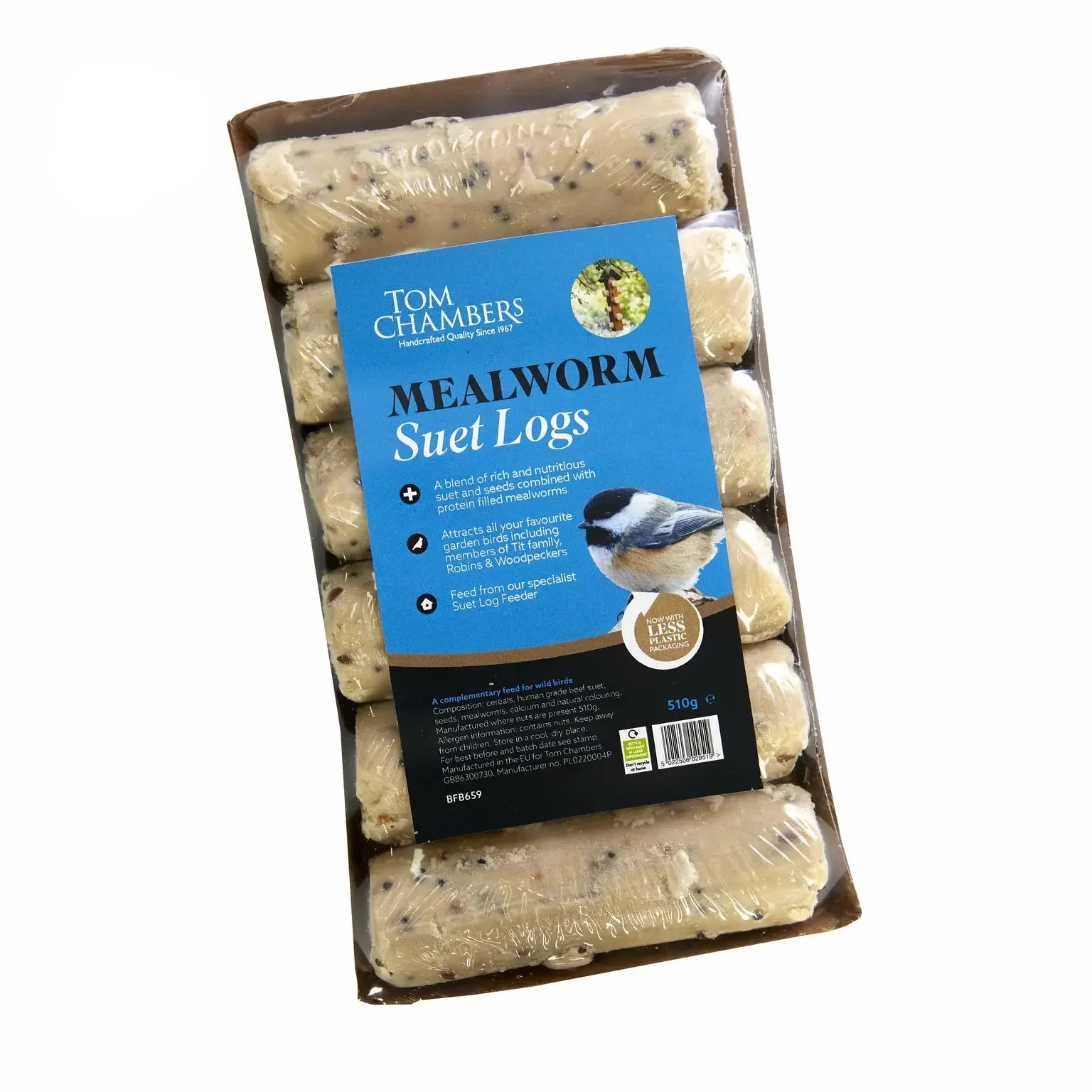 Tom Chambers - Mealworm Suet Logs - Pack of 6