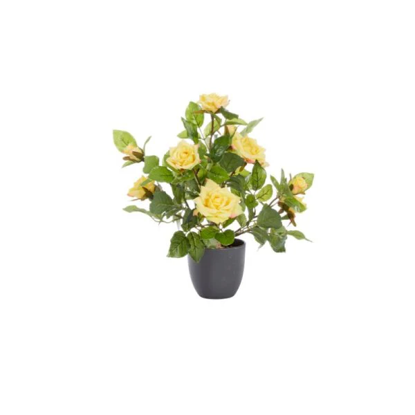 Artificial Regent Rose Potted Plant Tree Faux Flowers – 40cm Sunshine Yellow - Image 3