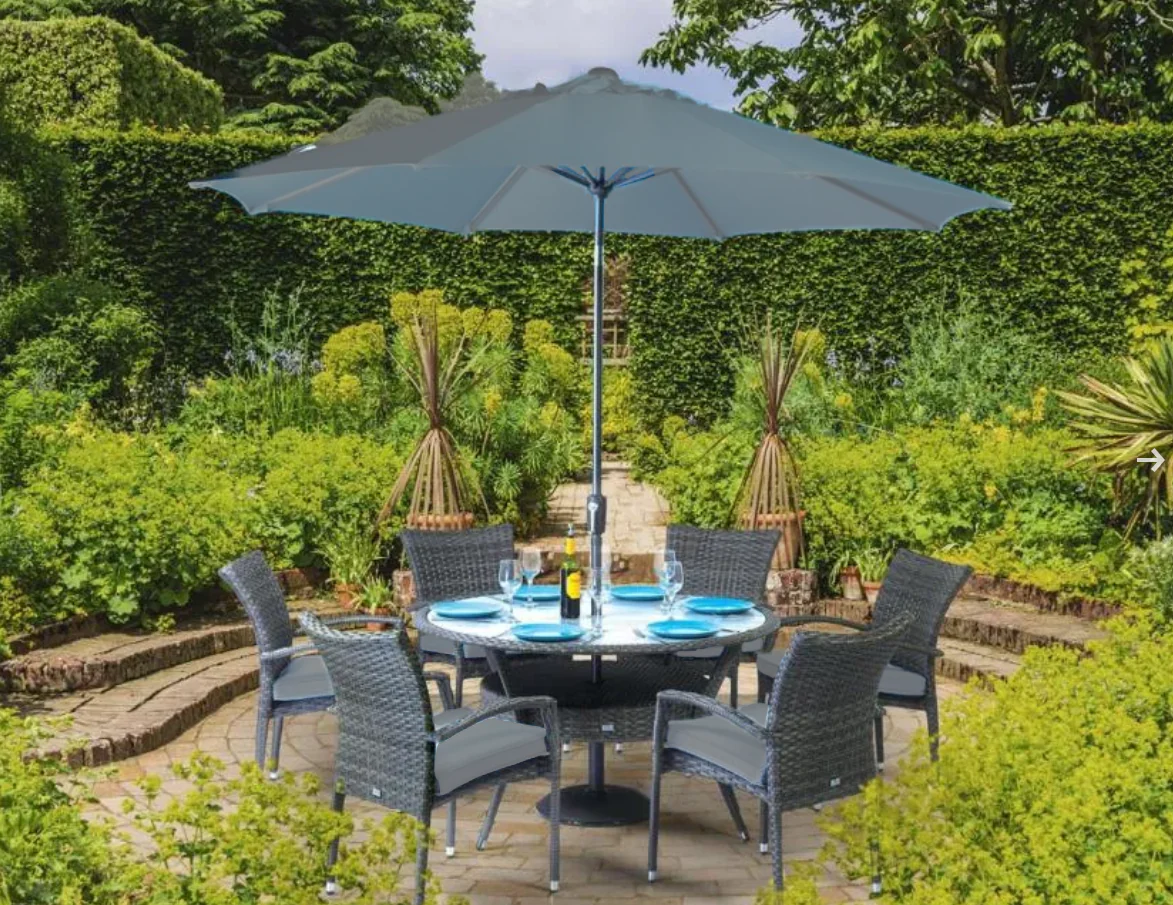 Supremo Garden Furniture - Athena Grey 6 Seat Round Dining Set in Grey Rattan & Cushions - Image 2