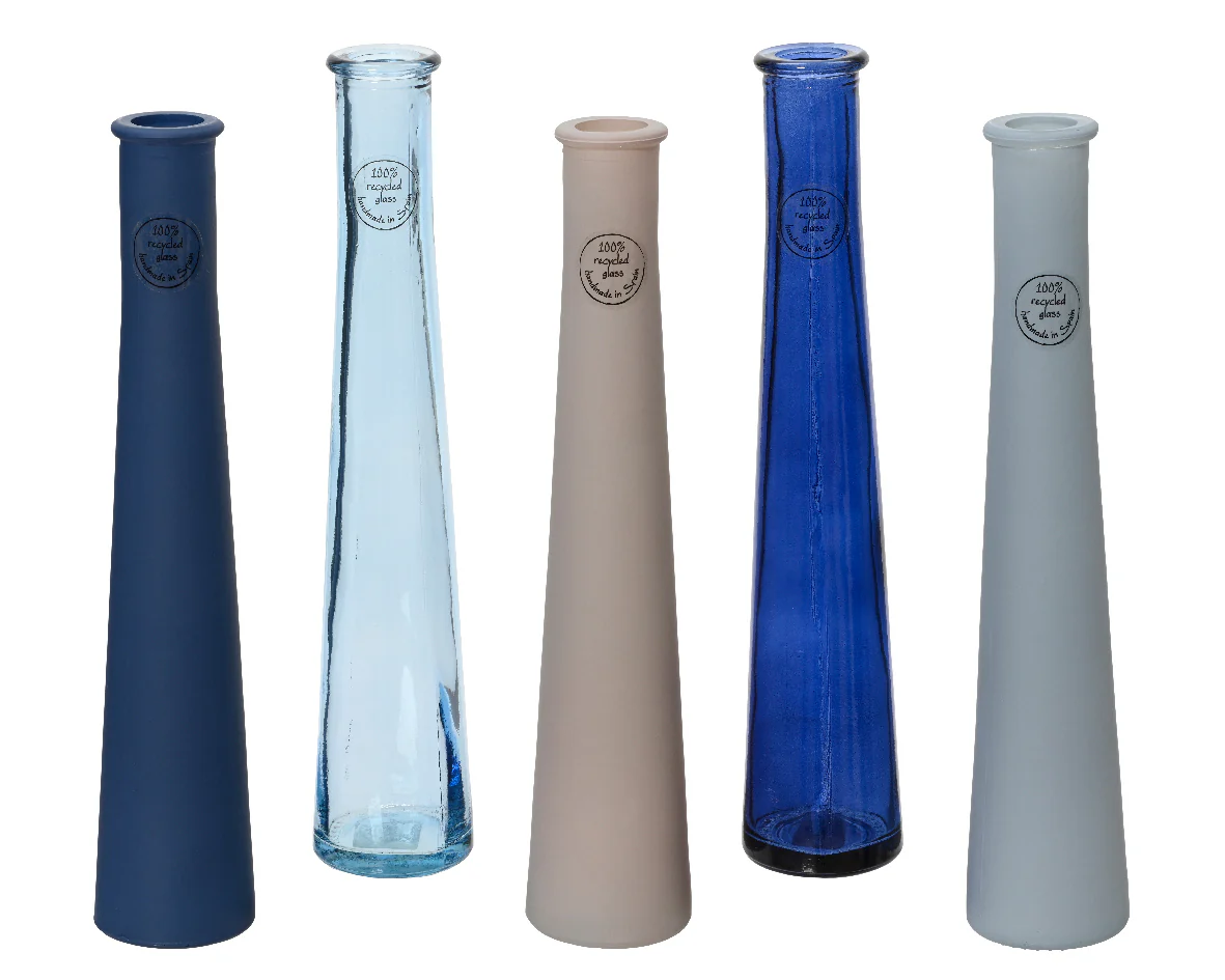 Tall Costal Colour Glass Vase - 32cm