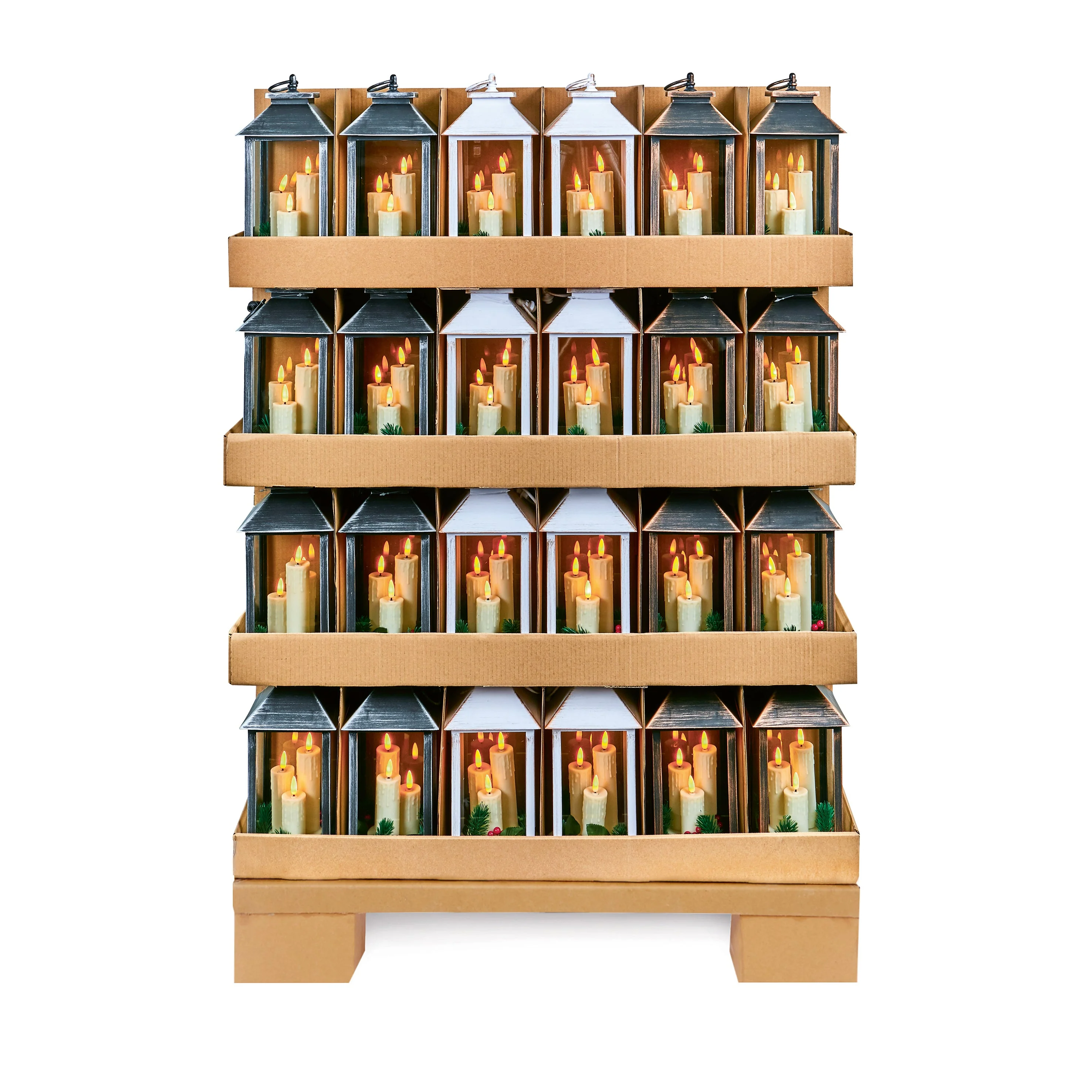 Triple Flickabright Candle Lantern Real Flame LEDs - Battery Operated