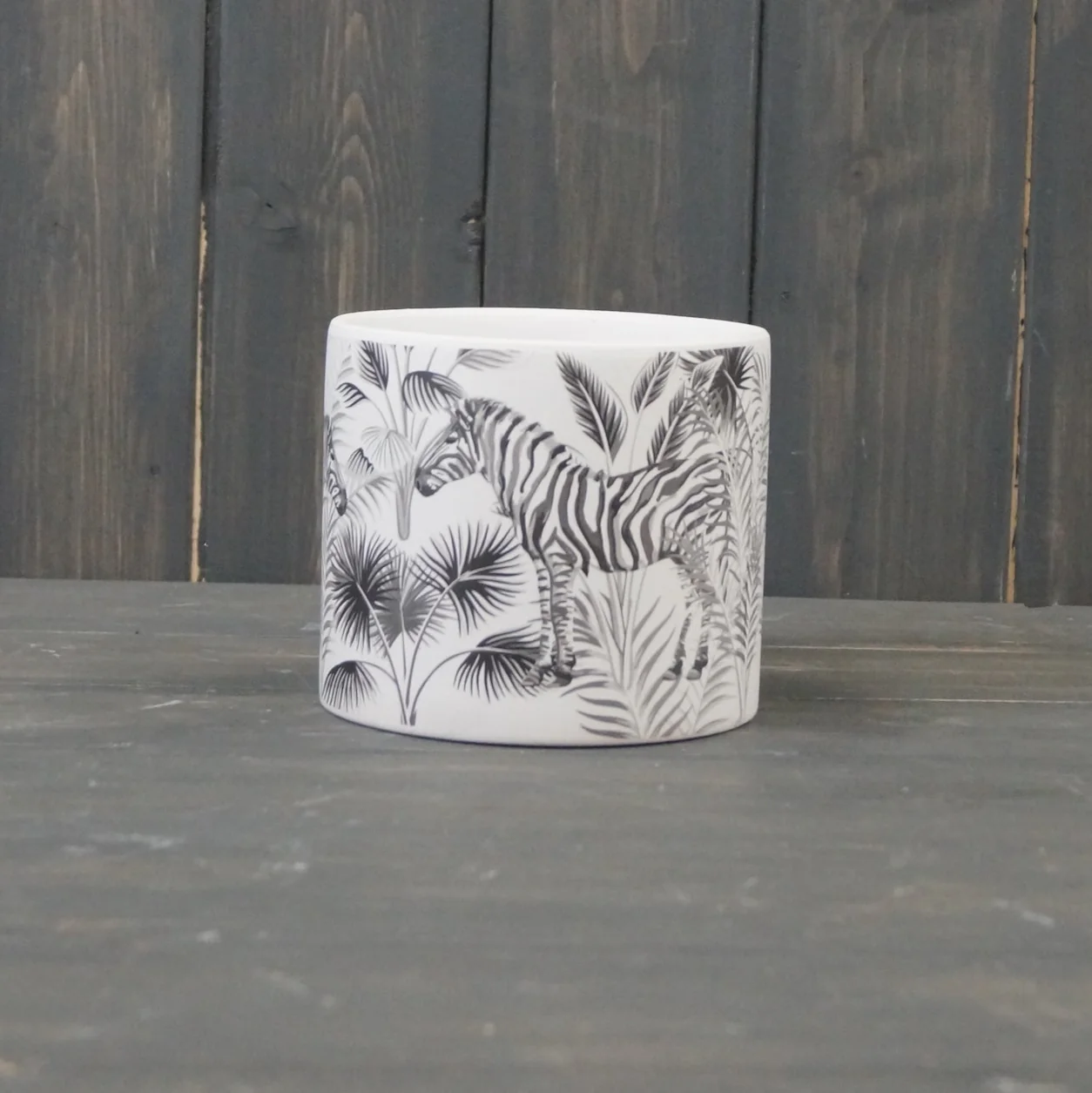 Zebra Print with Tropical Leaves House Plant Pot - 13.8cm