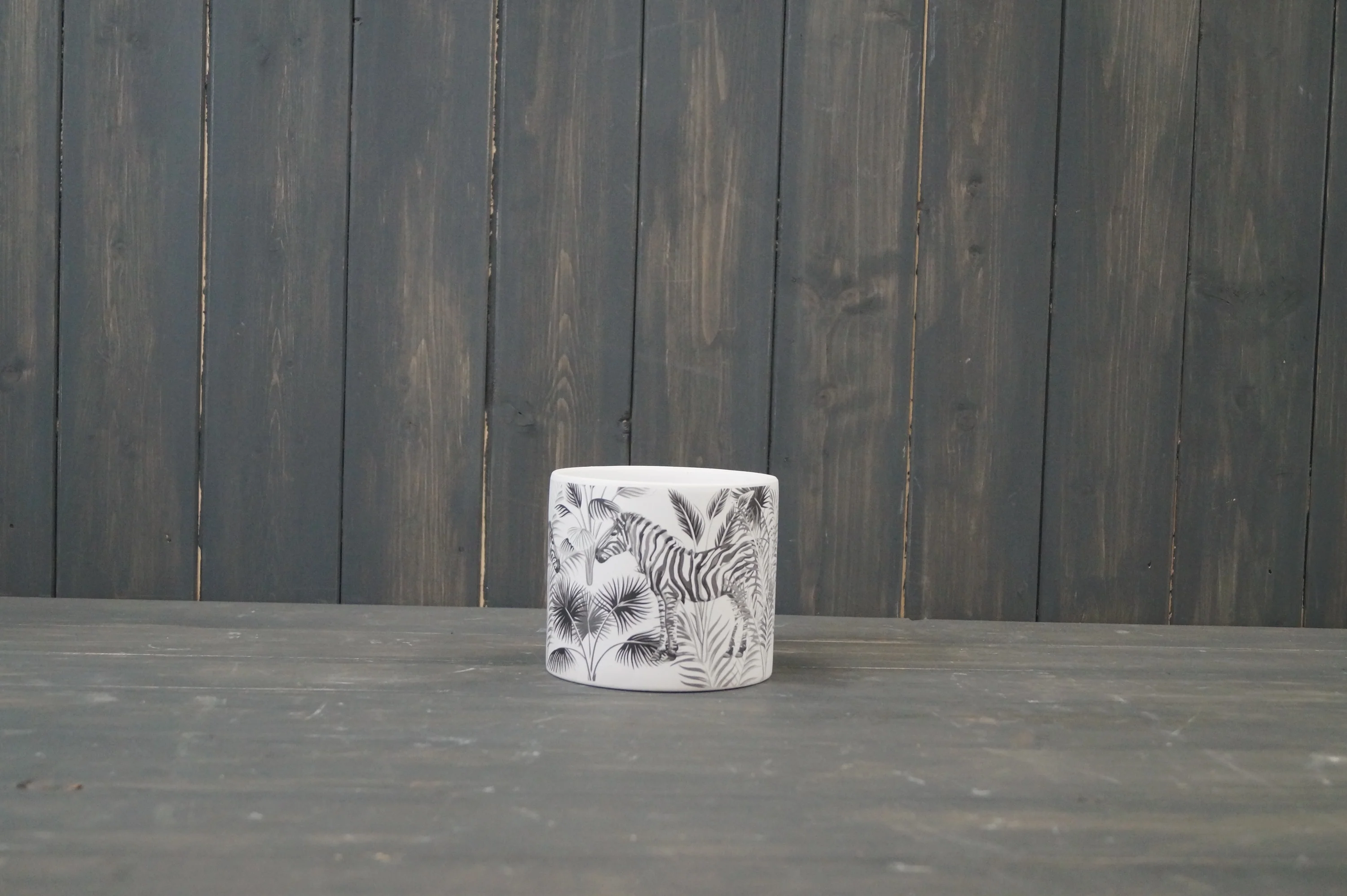 Zebra Print with Tropical Leaves House Plant Pot - 13.8cm - Image 2